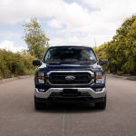 Ford F150 black in colour, front on